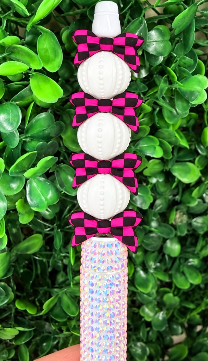 Hot pink and black checkered bandana bow focal •Exclusive•