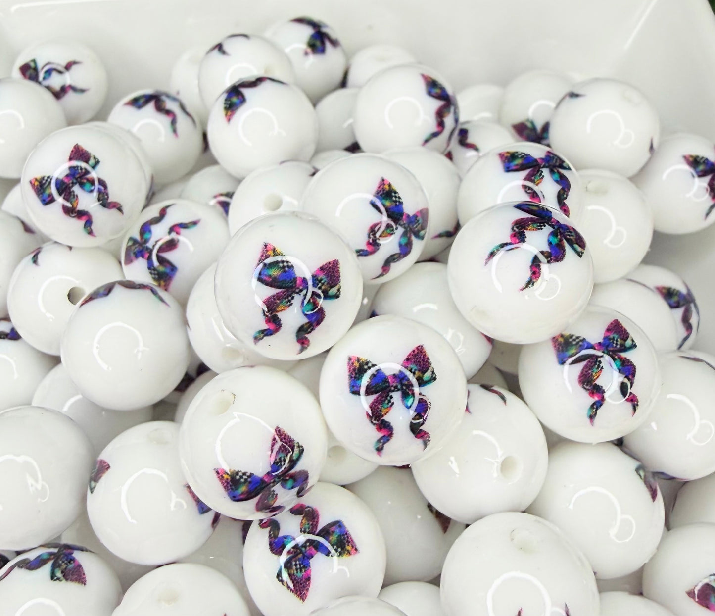 15mm Liquid Graffiti Cheetah bow silicone bead (pack of 5)