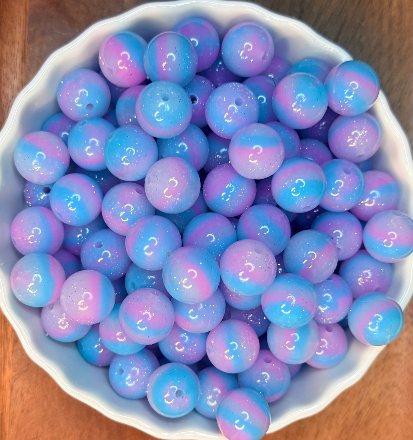 15mm liquid blue and purple swirl silicone beads