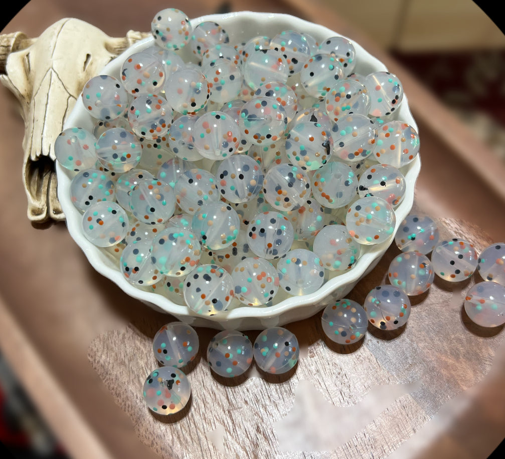 15mm western confetti (no cow) beads (pack of 5)