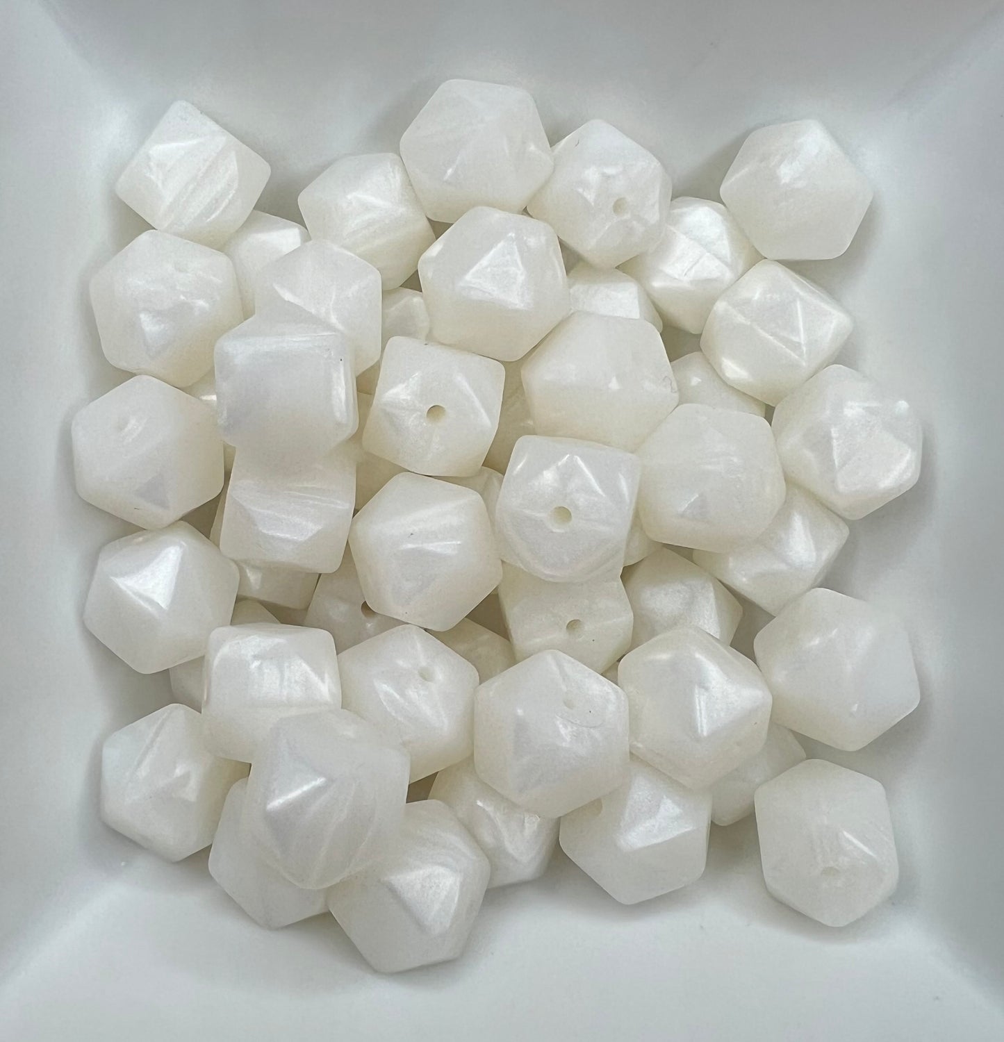 14mm Pearl white hexagon