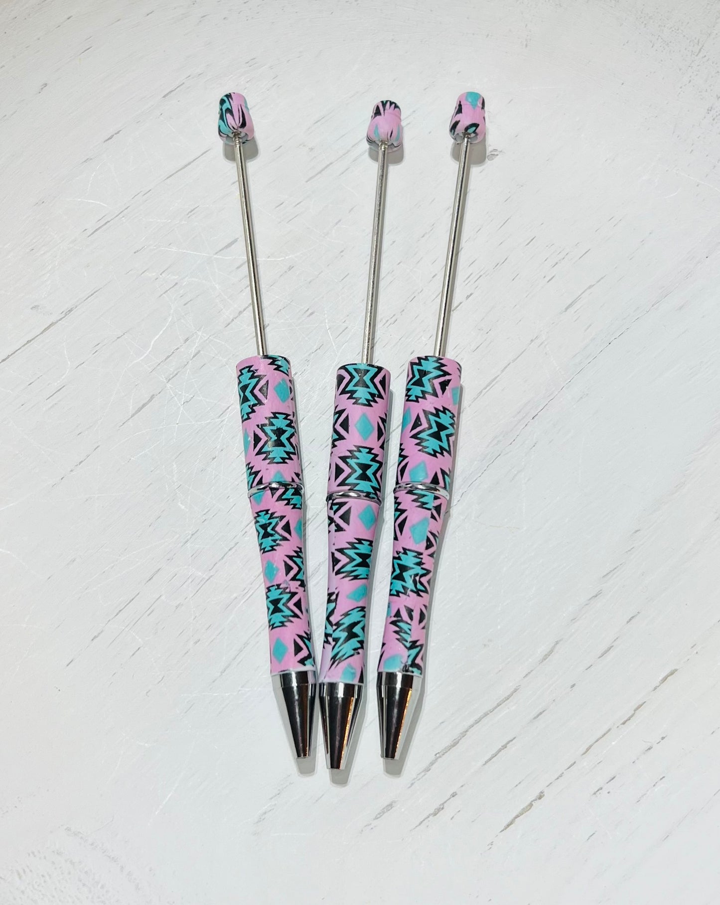 Pink & Teal Aztec beadable pens
