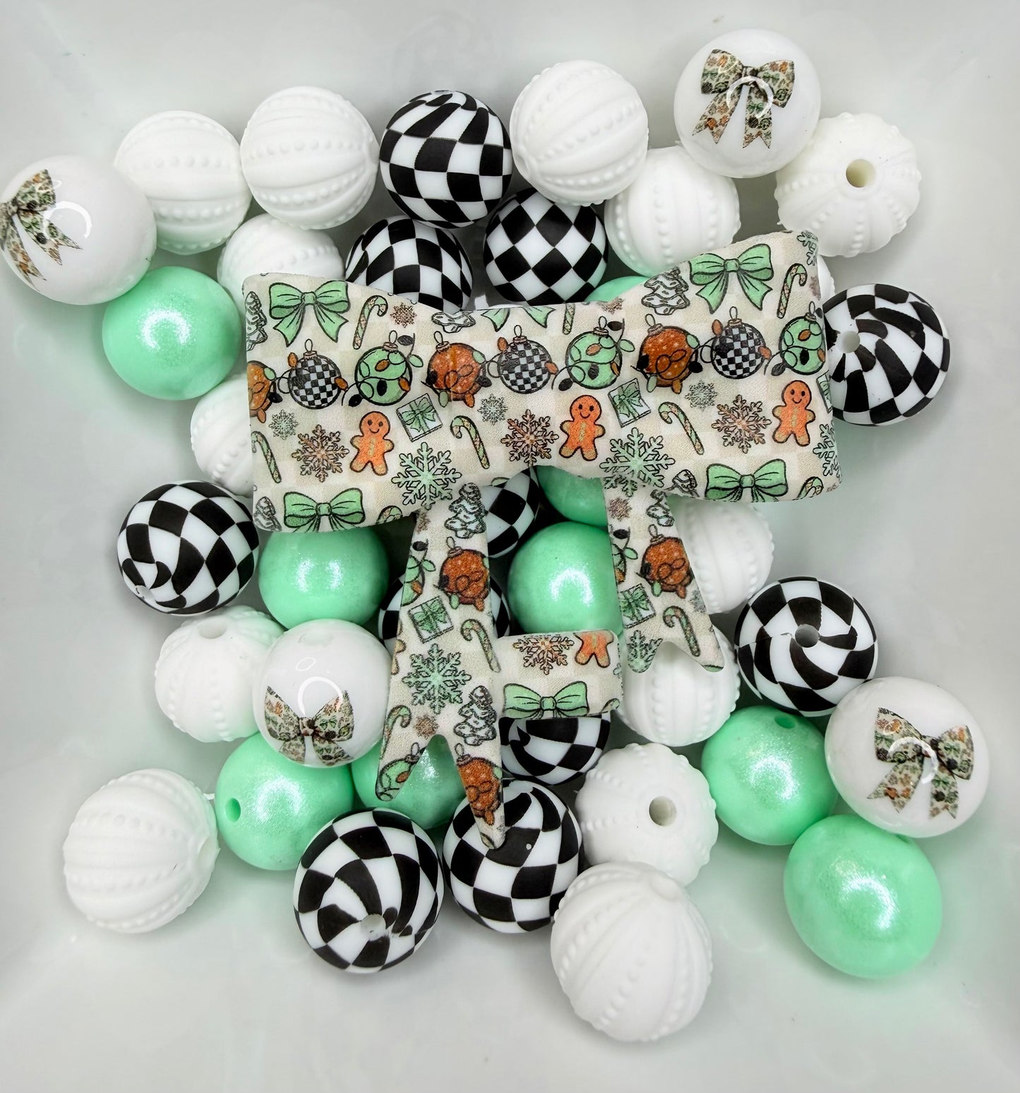 Minty Merry strawtopper bow •Exclusive•