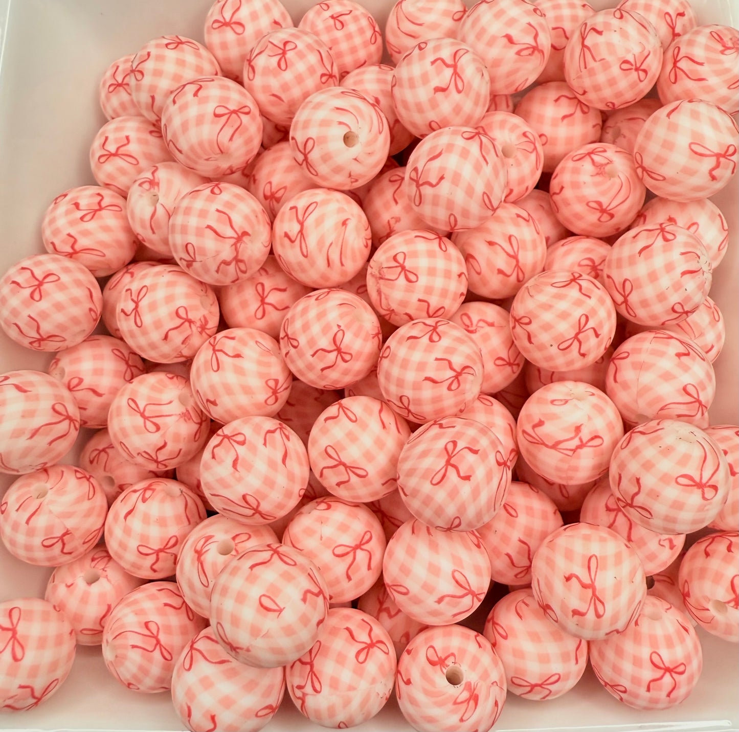 15mm Picnic bows silicone beads •Exclusive• Pack of 5