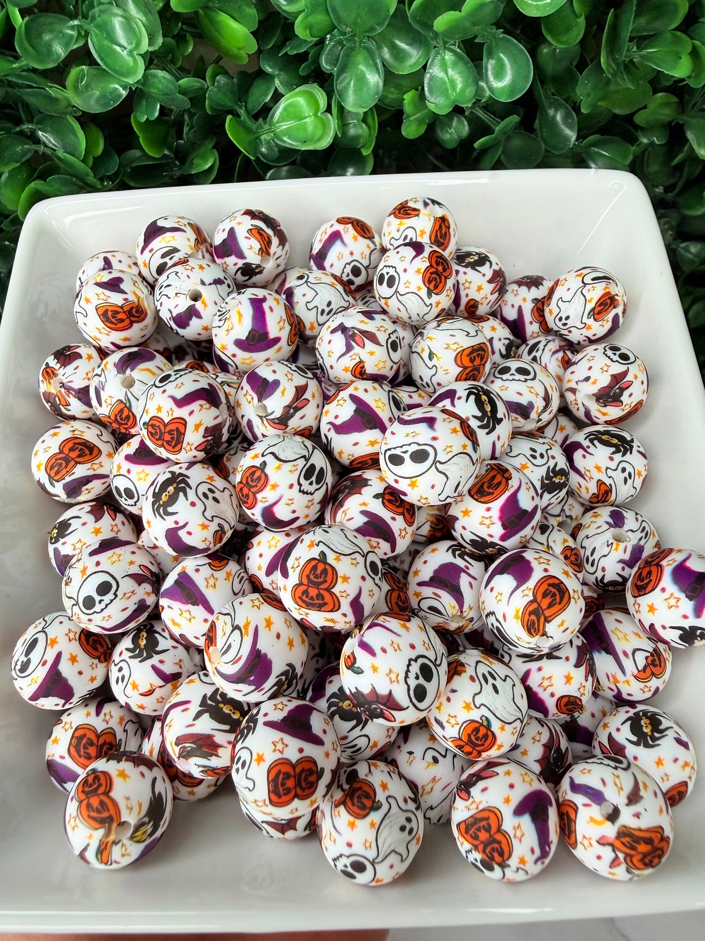 15mm Spooky printed beads (pack of 5)