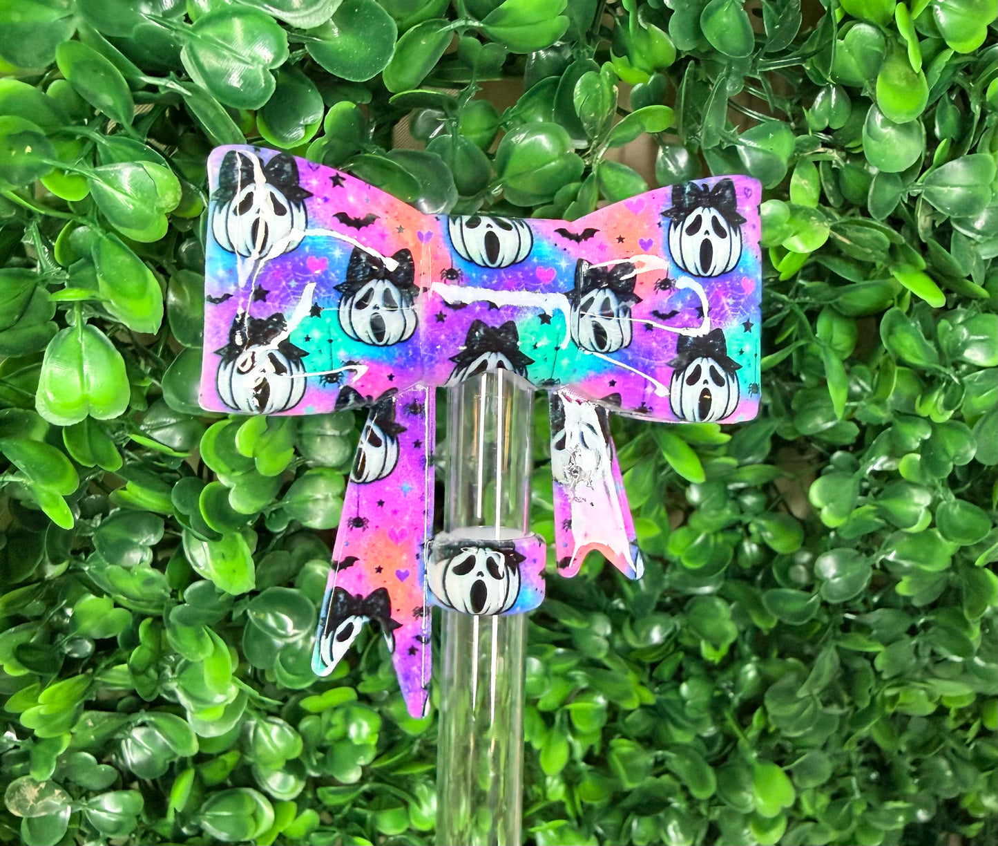 Ghostie pumpkin Sparkle Strawtopper bow •Exclusive•