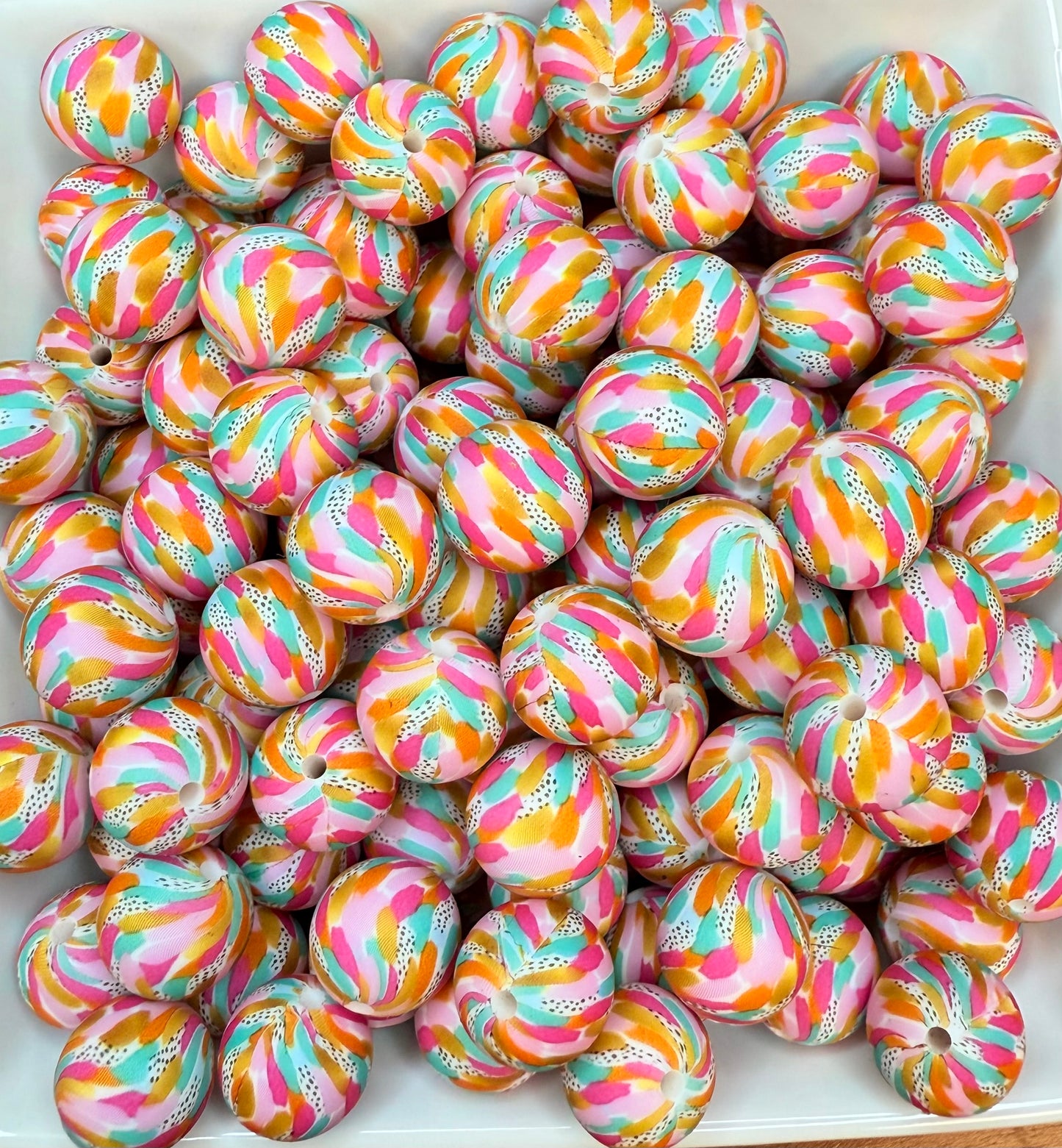 15mm Water brush bliss printed beads - EXCLUSIVE & collab