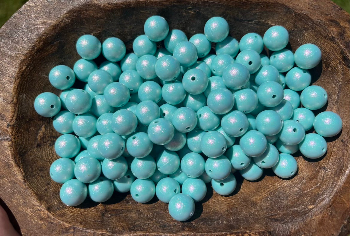 15mm Aqua Opal silicone beads