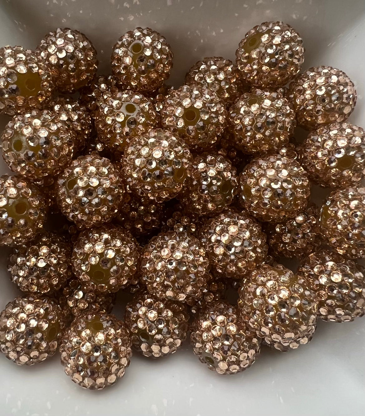 20mm Gold Rhinestone acrylic beads