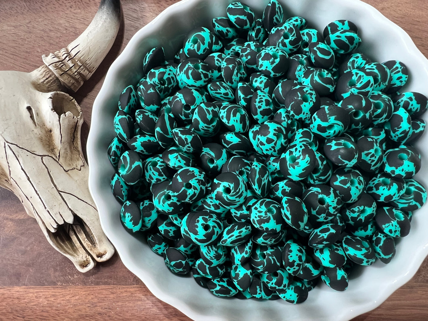 12mm Teal Cowhide Lentils