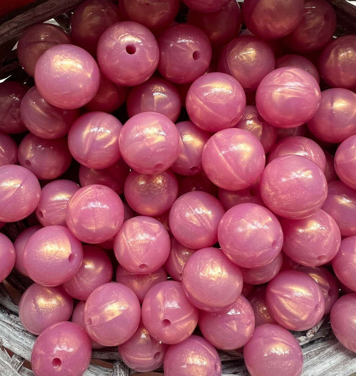 15mm Metallic pink bead Fire and Hyde Bead Supply
