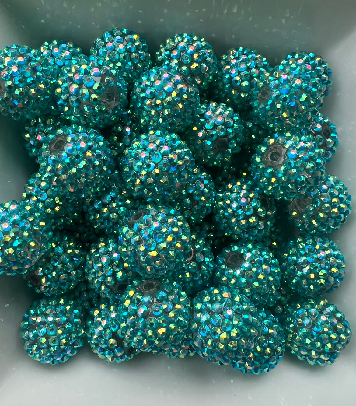 20mm Turquoise Rhinestone acrylic beads