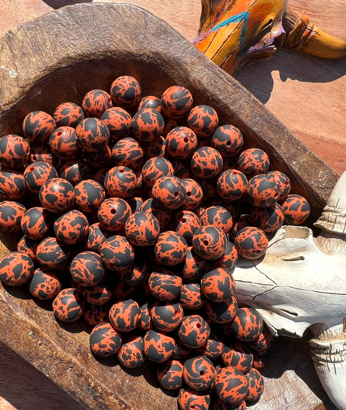 15mm Rust cow hide silicone beads CUSTOM (pack of 5)