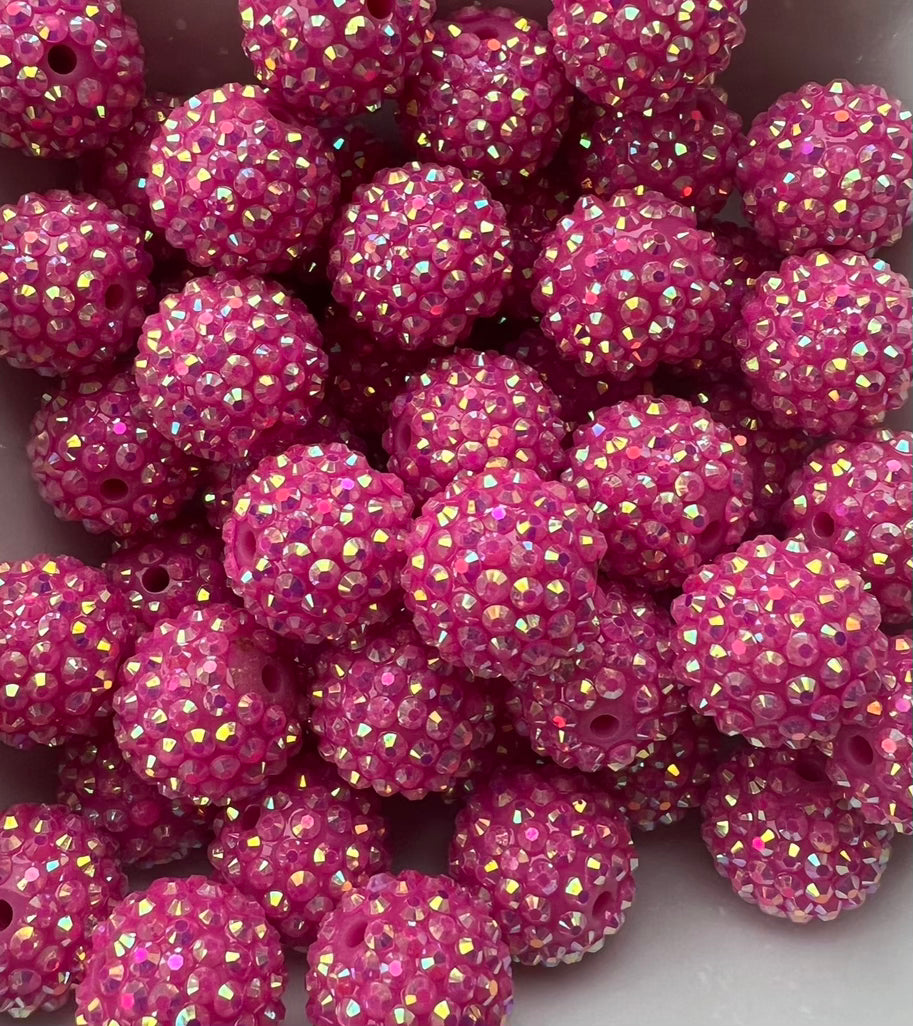 20mm Pink Rhinestone acrylic beads