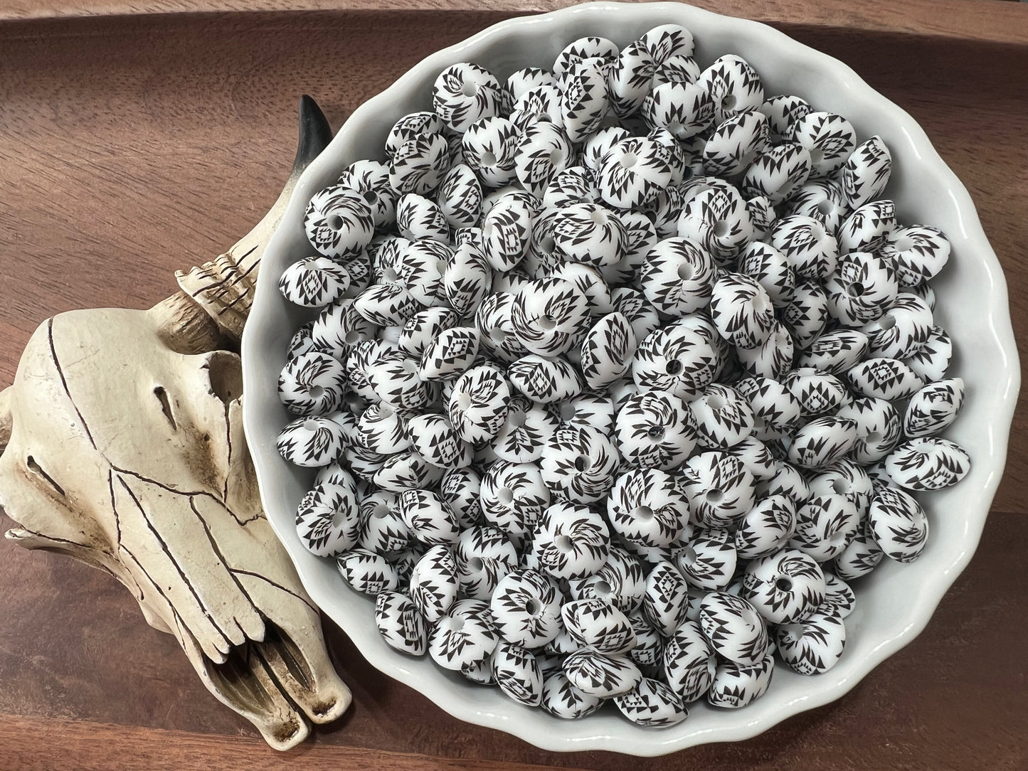 12mm White & Black Aztec Lentils