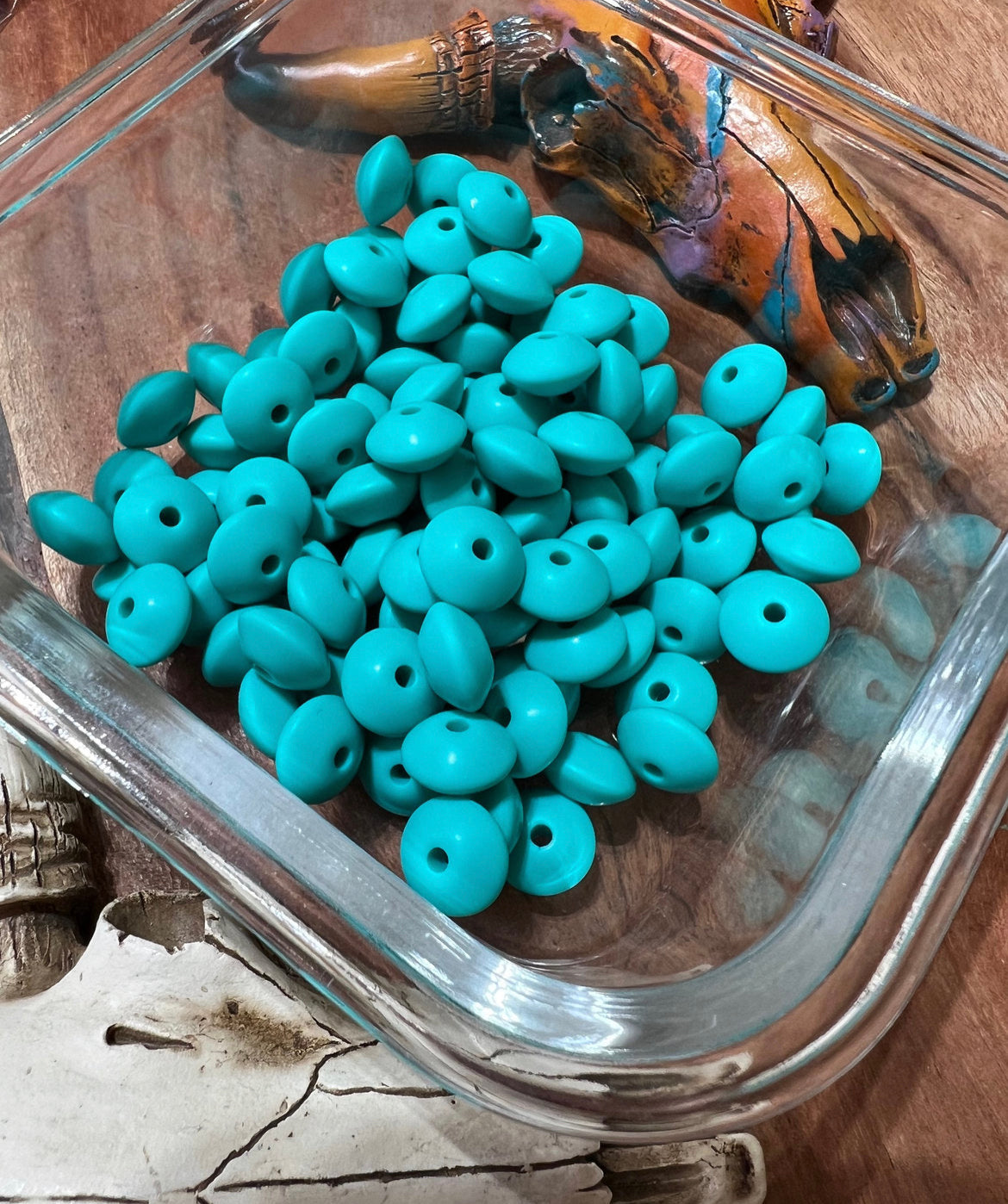 12mm Bright Turquoise Lentil