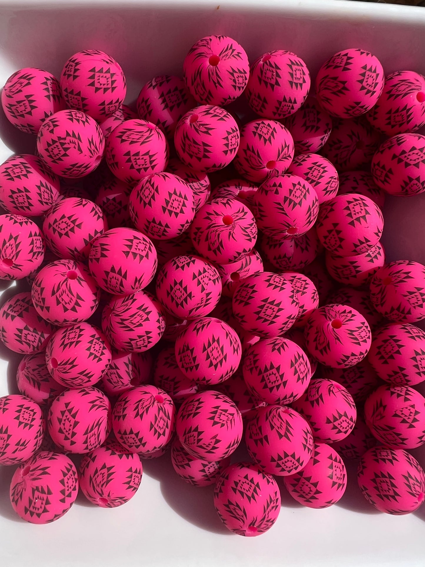 15mm Hot Pink & Black Aztec CUSTOM (5 Pack)