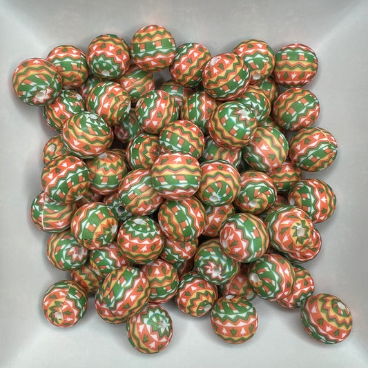 15mm Christmas Aztec beads (pack of 5)