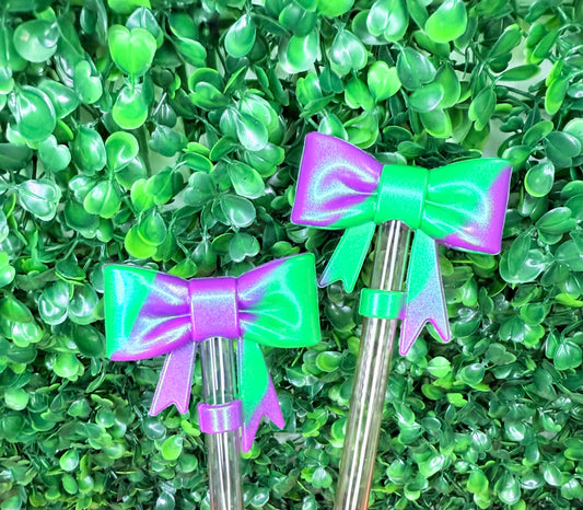 Opal Witches brew green & Purple Swirl Strawtopper bow