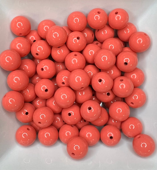 15mm Bright coral liquid bead