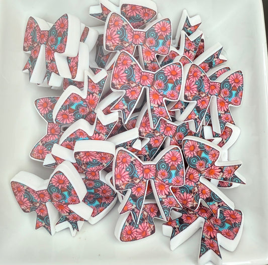 Daisy blossom focal printed bow EXCLUSIVE/ collab