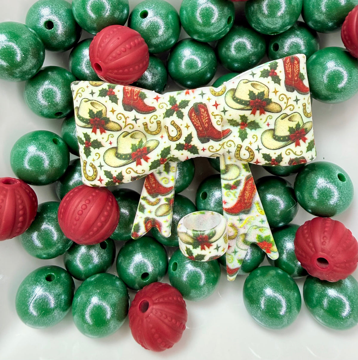 Western Christmas strawtopper bow (matches Holly Dolly focal)