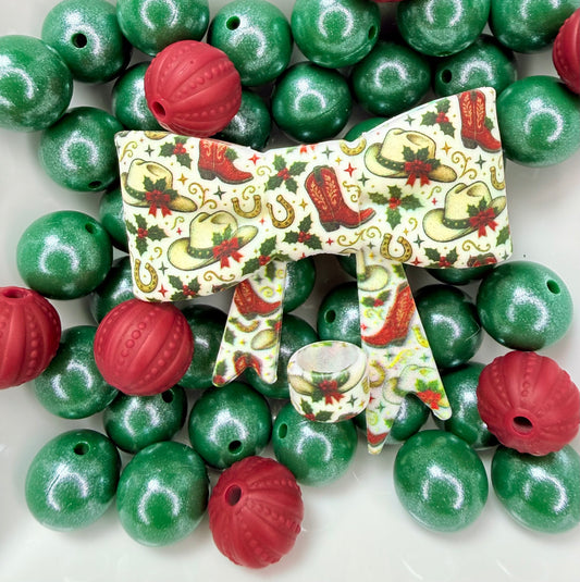 Western Christmas strawtopper bow (matches Holly Dolly focal)
