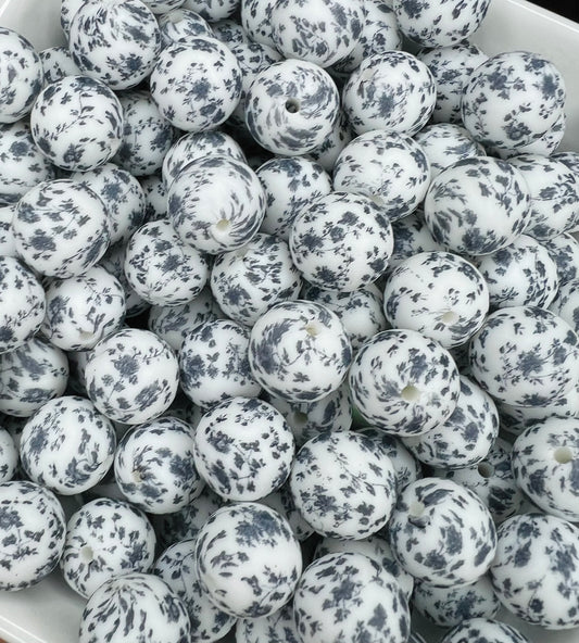 15mm Midnight black floral beads (pack of 5) EXCLUSIVE