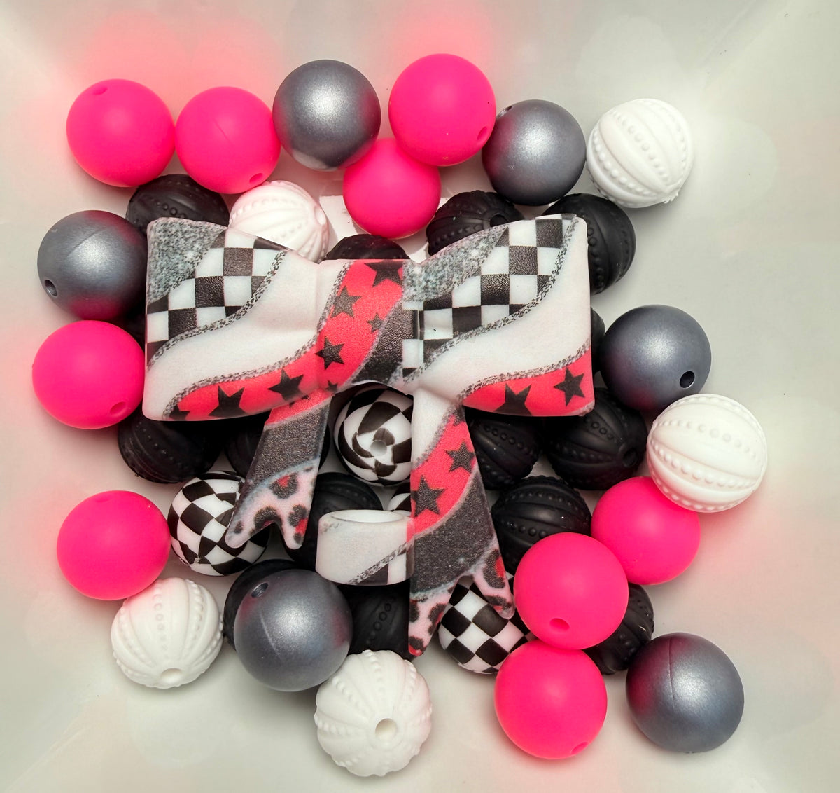 Pink Rebel Girl swirl strawtopper bow •Exclusive•