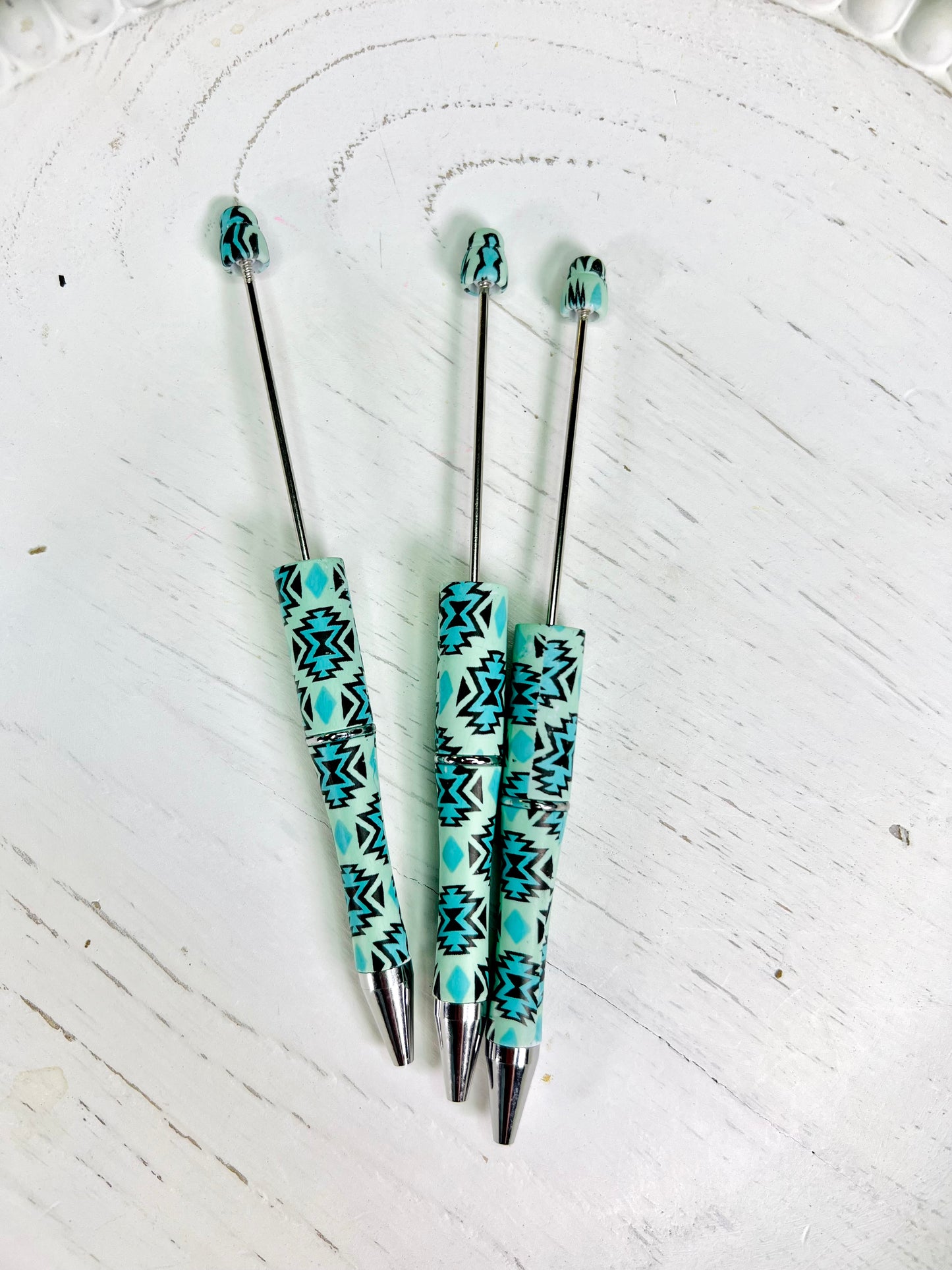 Mint and teal Aztec pens