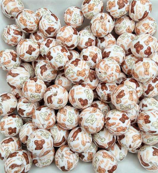 15mm Button Bear silicone beads (pack of 5)