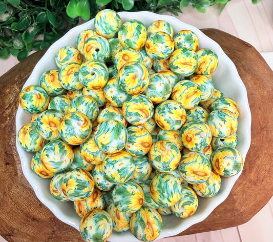 15mm Sunflower Sky silicone beads •Exclusive•