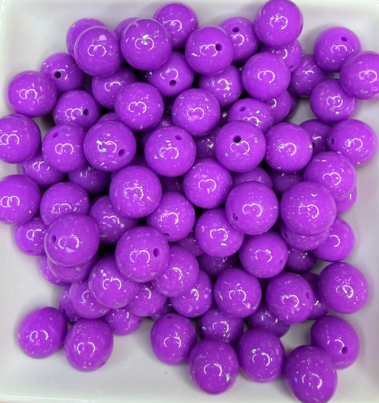 15mm liquid Glam glitter PURPLE silicone beads