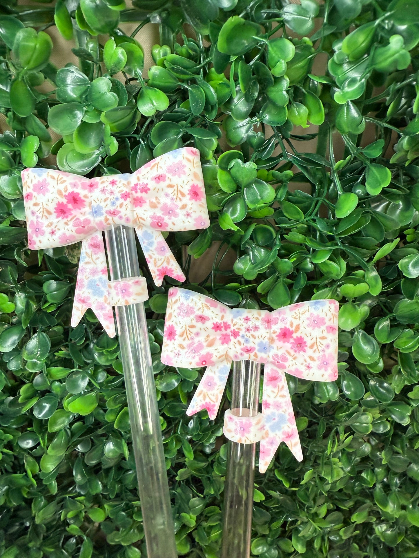 Opal Pink meadow strawtopper bow