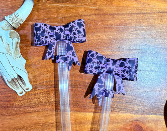 Purple Cowhide Strawtopper bow Exclusive