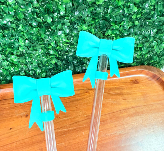 Teal Strawtopper bow
