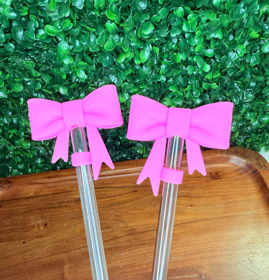 Dark pink strawtopper bow