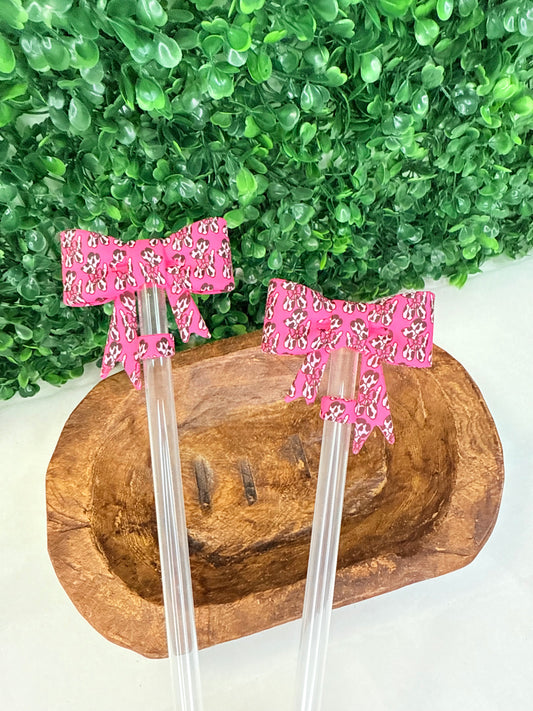 Hot Pink Balloon Dog strawtopper bow •Exclusive•