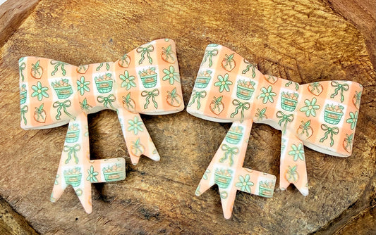 Just peachy plaid strawtopper bows •Exclusive•