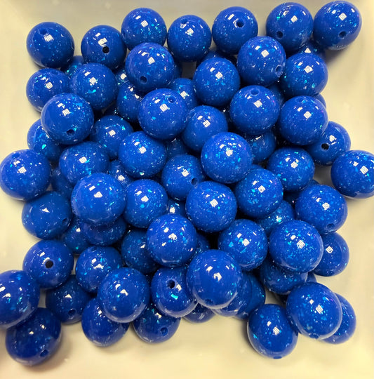 15mm Liquid Blue glitter glam silicone beads