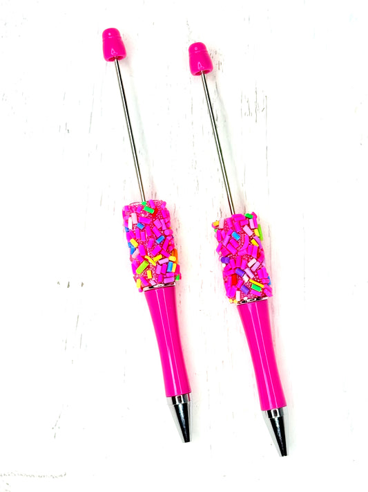 Hot pink sprinkle beadable pens