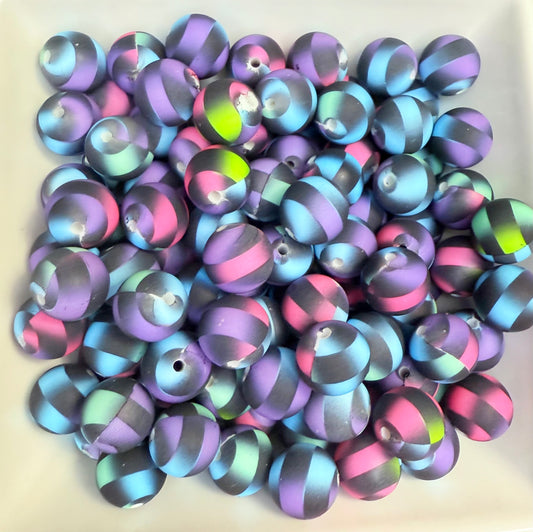 15mm Candy checkered printed beads (pack of 5)