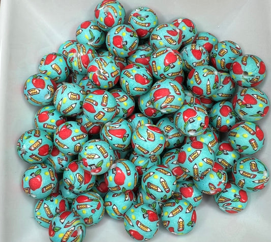 15mm Teaching is fun printed bead (pack of 5)