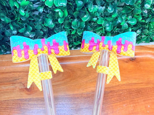 Drip ice cream strawtopper bows •Exclusive•