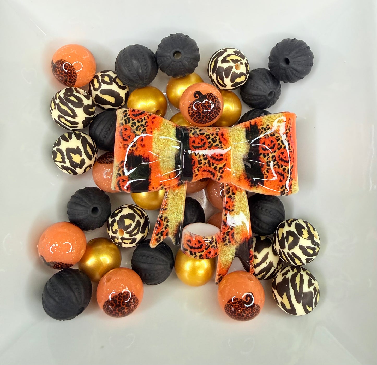 Liquid Cheetah Pumpkin strawtopper bow •Exclusive•
