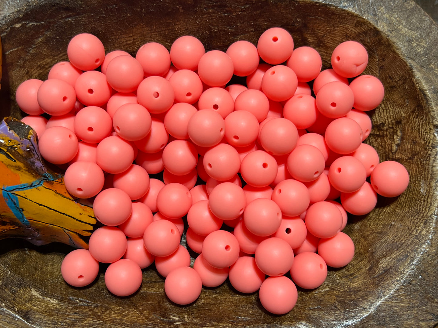 15mm Bright coral silicone beads