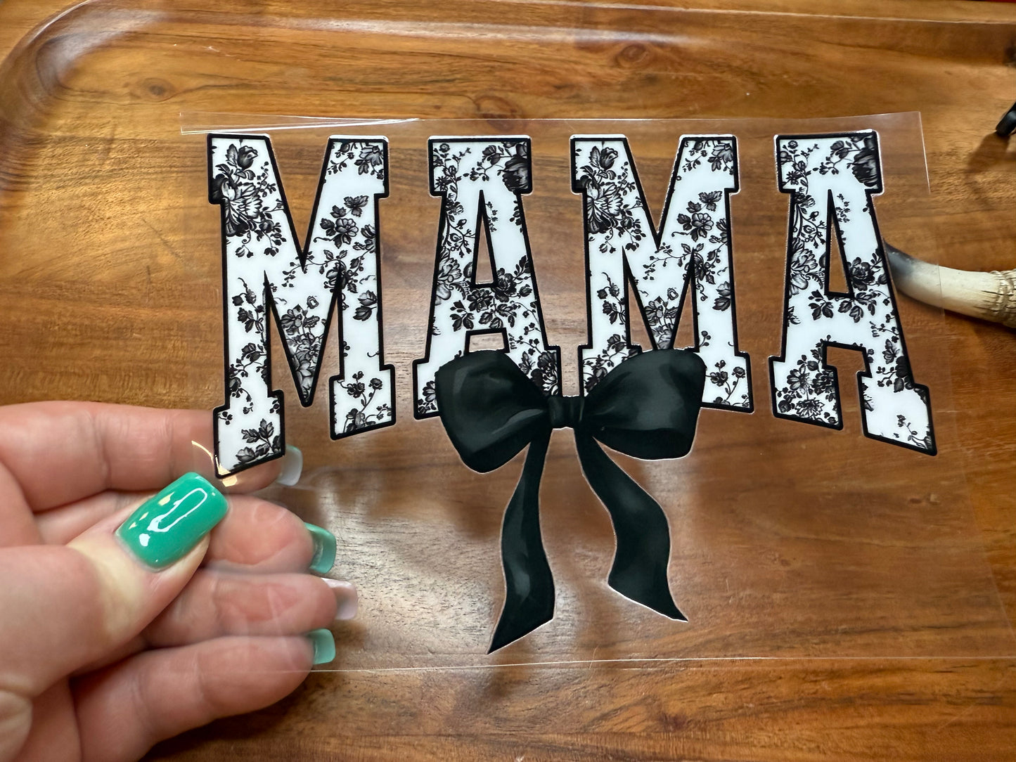 UV DTF decal -Mama floral bow (for 1 side of the tumbler) 3 colors!