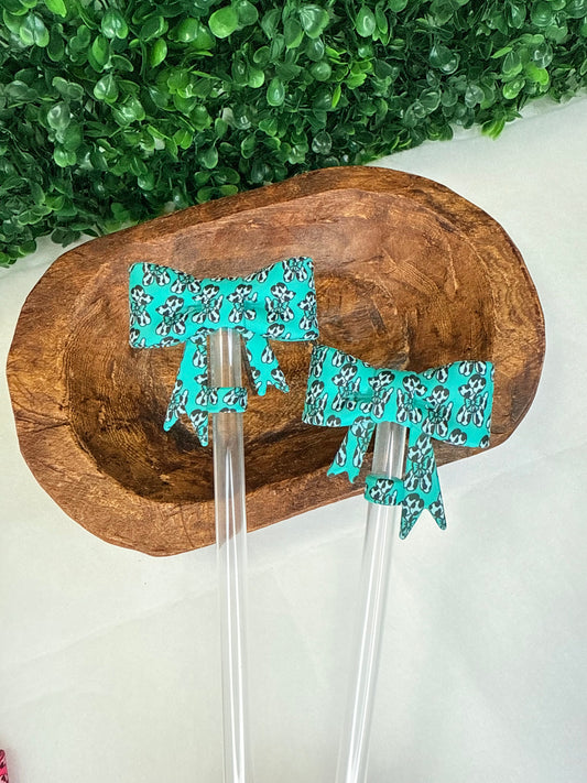Teal Balloon Dog Strawtopper bow •Exclusive•
