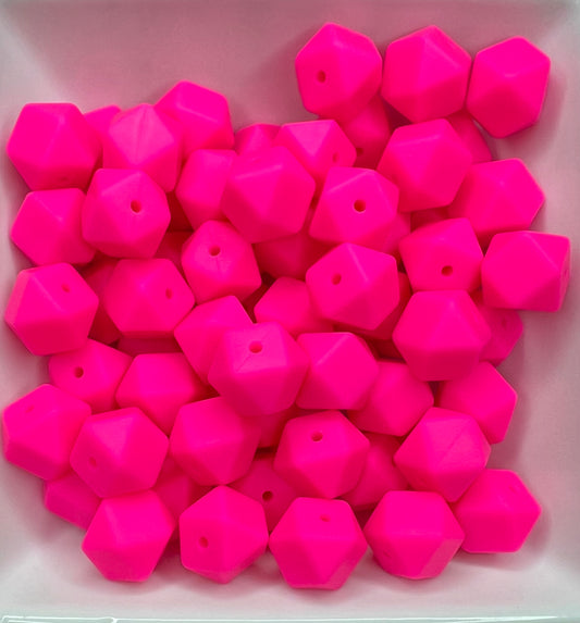 14mm Neon Pink Hexagon