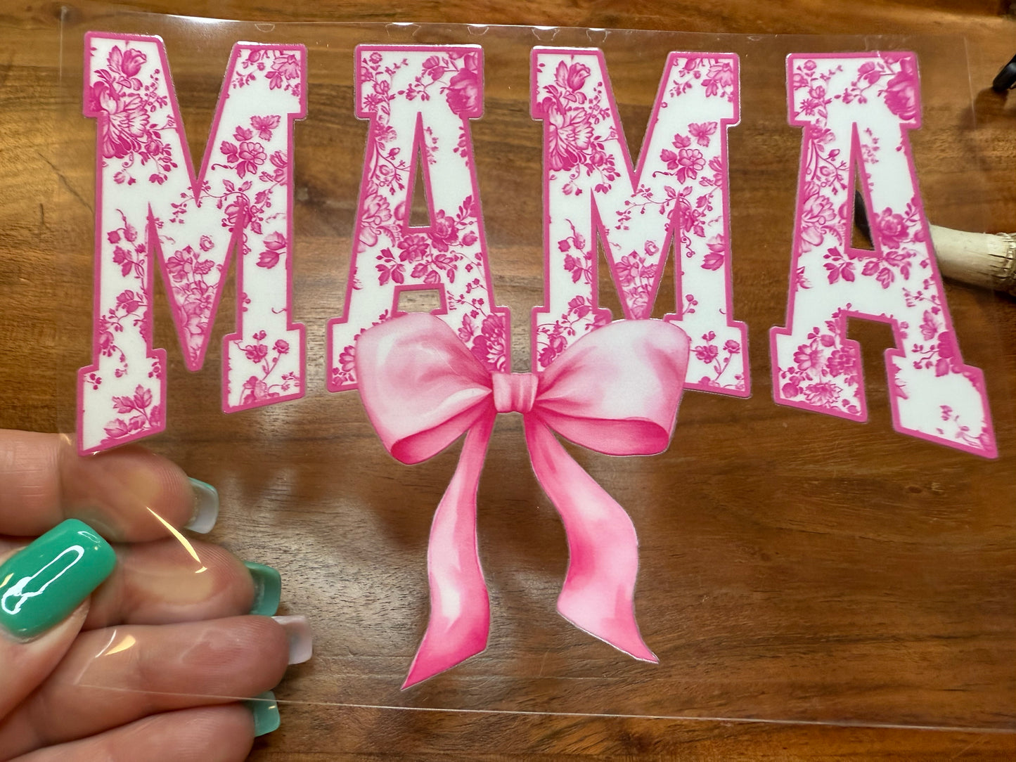 UV DTF decal -Mama floral bow (for 1 side of the tumbler) 3 colors!